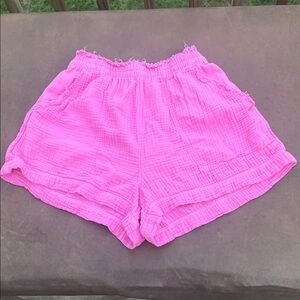 AERIE, s/p, pink 100% cotton shorts with front pockets, non-smoking home